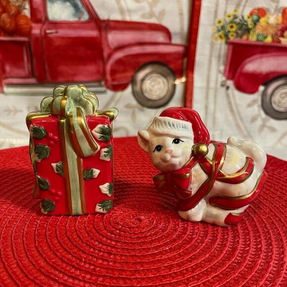 Fitz and Floyd Kitty Kringle salt and pepper NWT - Picture 2 of 12